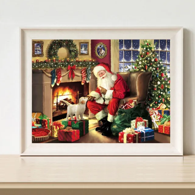 Paint By Numbers Kit DIY Santa Claus Dog Oil Art Picture Craft Home Wall Decor