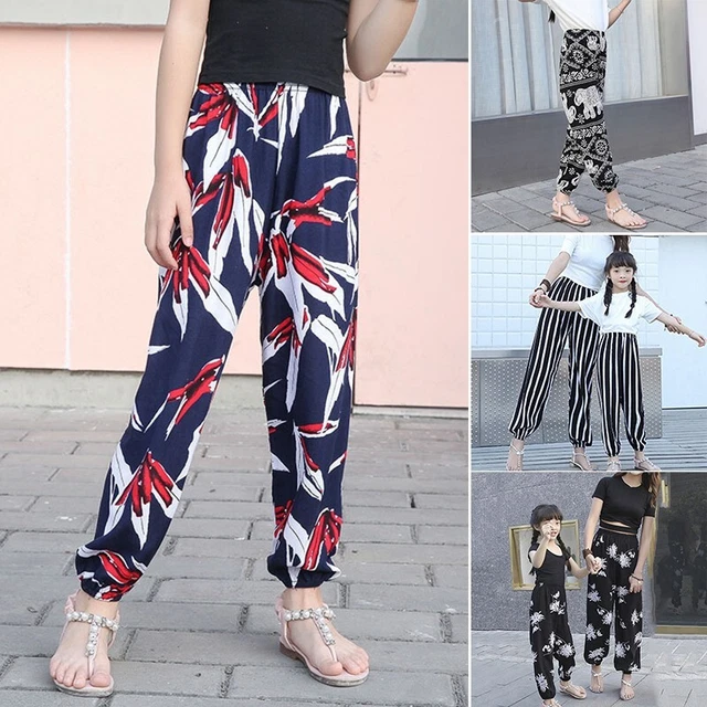 Pantaloni Lanterna Yoga Bohemian a strisce vento nazionali pantaloni sottili sciolti per bambini