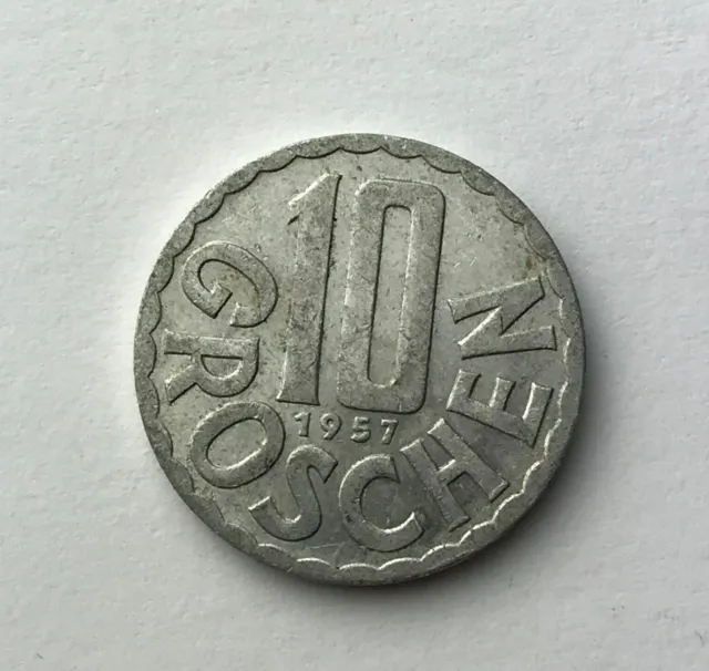 Dated : 1957 - Austria - 10 Groschen Coin - 	Second Republic
