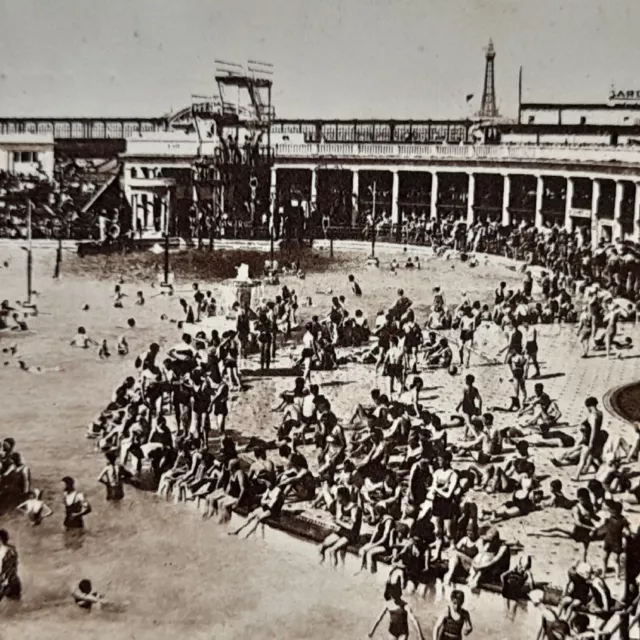 Vintage Postkarte Open Air Bad Blackpool Lancashire veröffentlicht 1947 Retro Geschenkidee 3