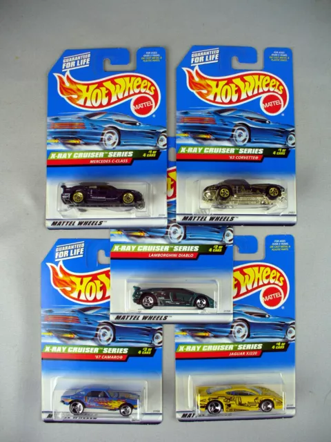 5 Hot Wheels 1999 X-Ray Cruiser Series Complete Set Mercedes Corvette Camaro ++