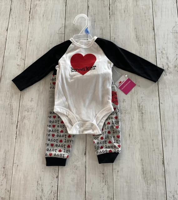 Infant Boys Heart Breaker Valentine Outfit Bodysuit & Pants 3-6 Months NWT
