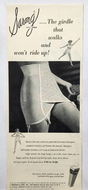 1953 Sarong Girdle Underwear MCM Vintage Print Ad Man Cave Poster Art Deco 50's