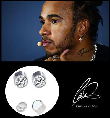 Lewis Hamilton Oversized BLING Cubic Zirconia Crystal Gemstone Earrings Men’s 