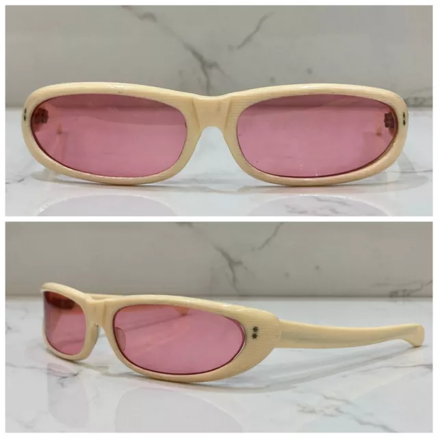 1950'S Vintage Cat Eye Sunglasses Creamy Frame Pink Lenses Ladies Unused France