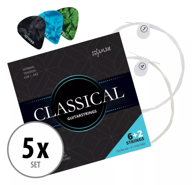 5x Set Konzertgitarre Gitarrensaiten Konzertgitarre Nylon Saiten Satz Classic