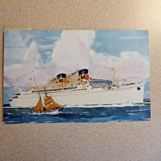 Vintage 1935 Postcard Cruise Ship Comparison of the Two Lurlines 1 cent stamp