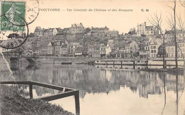 Cpa 95 Pontoise Vue Generale Du Chateau Et Des Remparts