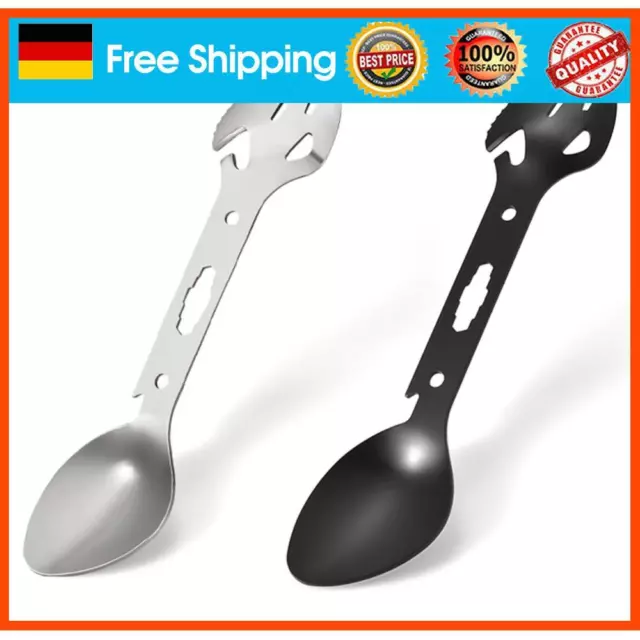 neu For Outdoor Picnic Survival Camping EDC Stainless Steel Spork Fork Spoon Wre