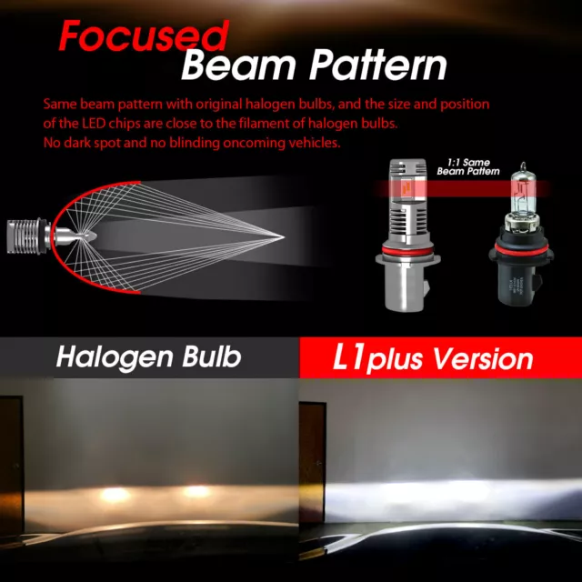LASFIT 9007 HB5 LED Headlight High Low Beam Bulbs Conversion Kit  6000K White 2X 3