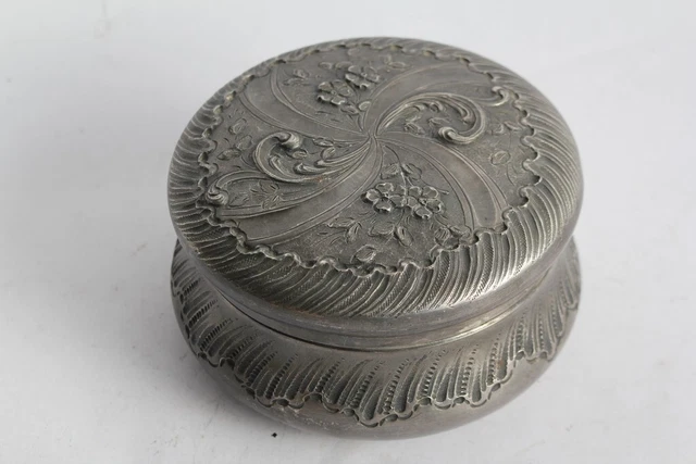 Boîte à Bijoux Vintage En Métal Argenté Fin XIXe Siècle - Décor L.Bottinier