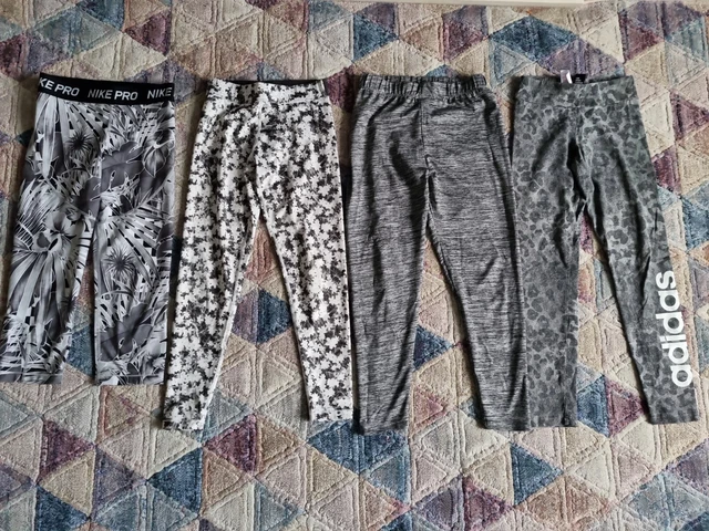 Pacchetto leggings sportivi grigi per ragazza taglia 9-10 anni d Nike Adidas USA Pro