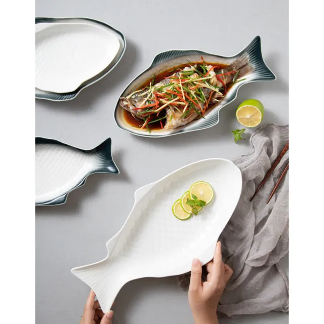 Lunch Plates cooking dish Fish Shaped Platter Serving Dinner