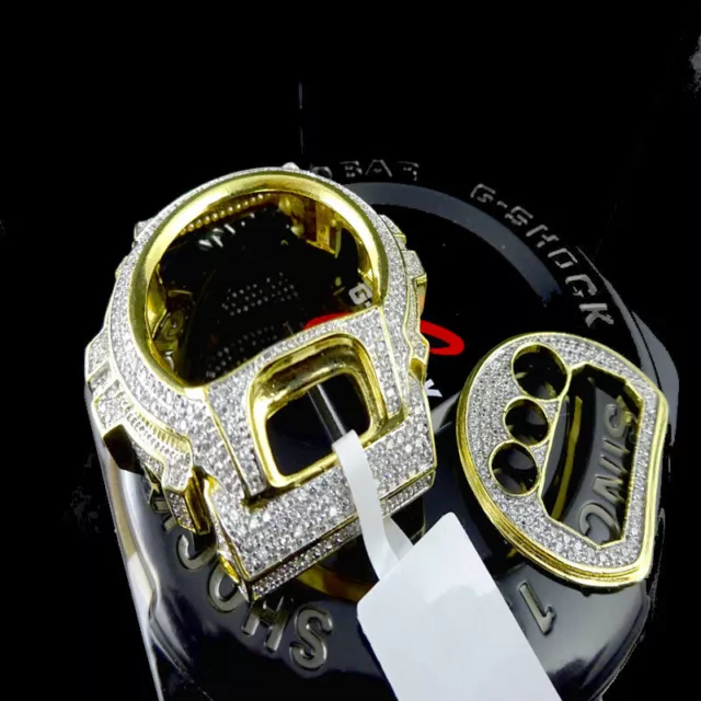 ENSEMBLE PLAQUE FACIALE montre diamant simul e ton or 14 carats