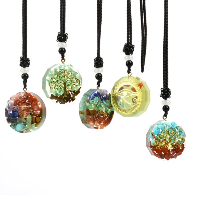 Orgonite Energy Symbol Chakra Healing Stone Pendant Pendulum Necklace Gift