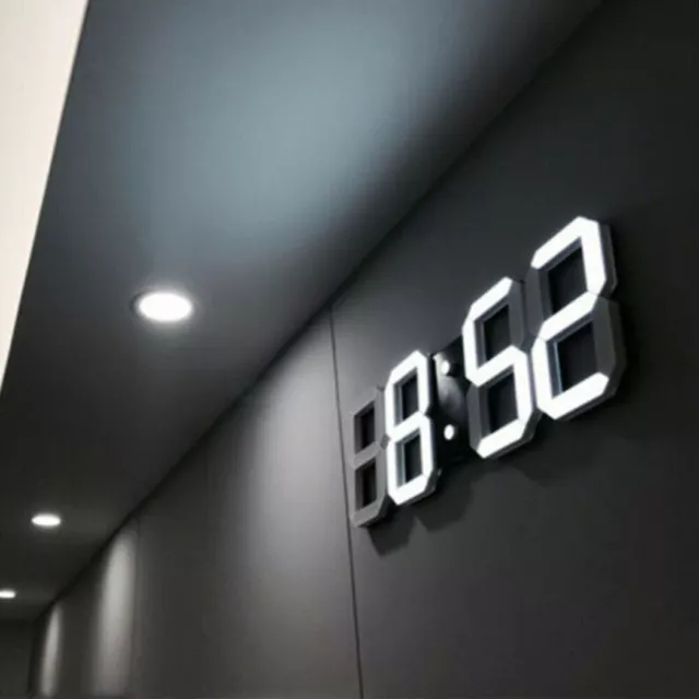 Modern Large Big Digits LED Clock Digital Calendar Temperature Wall Clock White