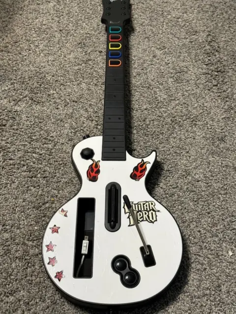White Guitar Hero Nintendo Wii Red Octane 95125.805 Les Paul Gibson Controller