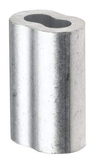 Aluminum Crimping Loop Sleeve for 1/8" Diameter Wire Rope and Cable, (Pack of 10