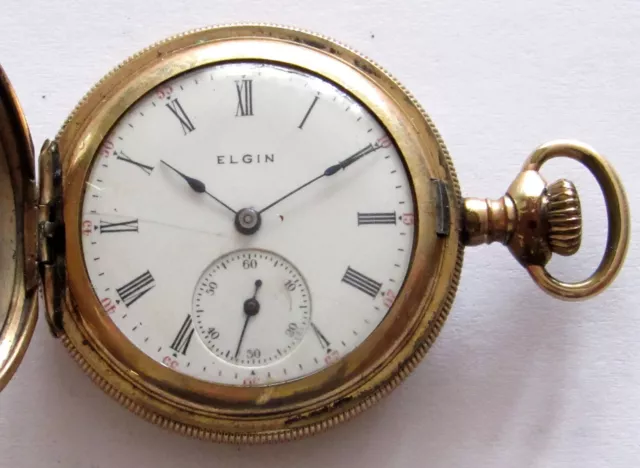 Antique Elgin Pocket Watch 0 size 7 jewels Gold filled case for Parts-Repair