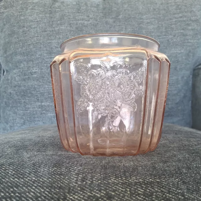 Anchor Hocking Pink Mayfair Rose Depression Glass Cookie Jar Canister NO LID