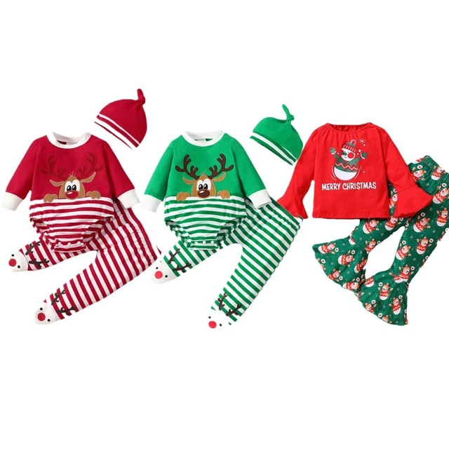 Baby Boys Girls Christmas Outfit Santa Claus Costume Toddler Rompers Pants Set