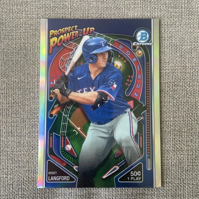 2024 BOWMAN CHROME Wyatt Langford Prospect Power Up Rangers EUR 3,67
