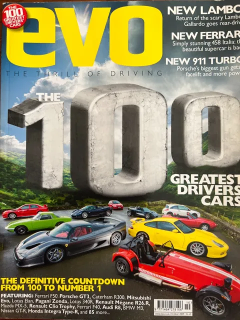 evo magazine ISSUE 135 100 GREATEST DRIVERS' CARS COVER STORY October 2009