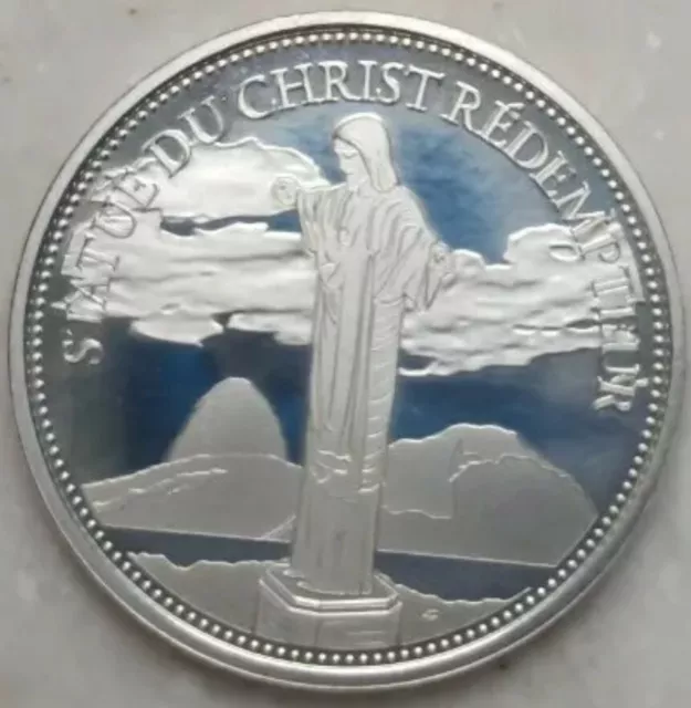Christ Redeemer BRAZIL 🅰️ NEW 7 WONDERS of the world🅰️ SILVER PROOF 9.5gr 30mm