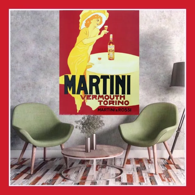 Repro Affiche Pub Martini Rossi Vermouth Ancienne Vintage Toile Poster Publicité