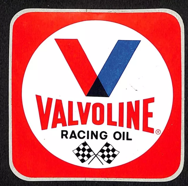 Valvoline Racing Oil Auto Sticker Decal c1970 w/ Checkered Flags 3 1/4"x3 1/4"