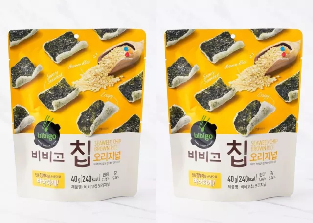 Korean Snack CJ bibigo Seaweed Chip ORIGINAL(BROWN RICE) Taste 40g X 2pack