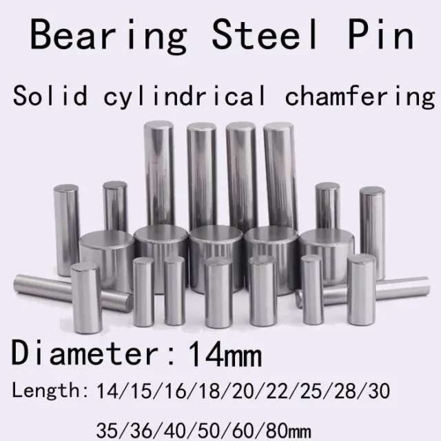 14mm Dia Bearing Steel Pin Solid Cylindrical Chamfering Dowel Pins 14mm-80mm L