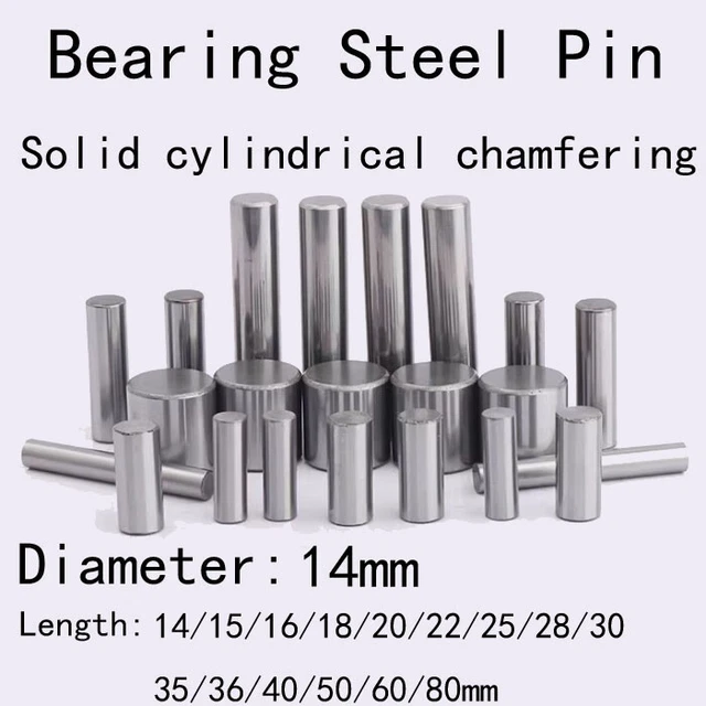 14mm Dia Bearing Steel Pin Solid Cylindrical Chamfering Dowel Pins 14mm-80mm L