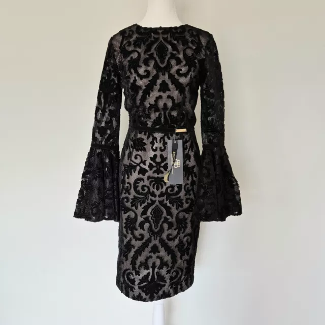 BRONX AND BANCO black lace violetta dress with bell sleeves size au 10 ...