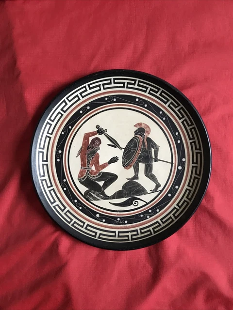 Made in Greece Clay Terracotta Plate 21Cm Diameter Vintage Hand painted