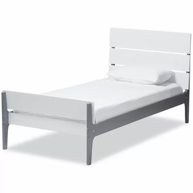 Baxton Studio Nereida Twin Slat Platform Bed in White and Gray