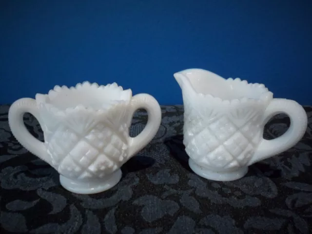 1950s Genuine Milk Glass Small Sugar Bowl Creamer Set Westmoreland Thumbelina