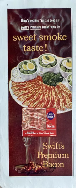 Vtg Print Ad 1953 Swift's Premium Bacon Retro Kitchen Wall Art Home Gift