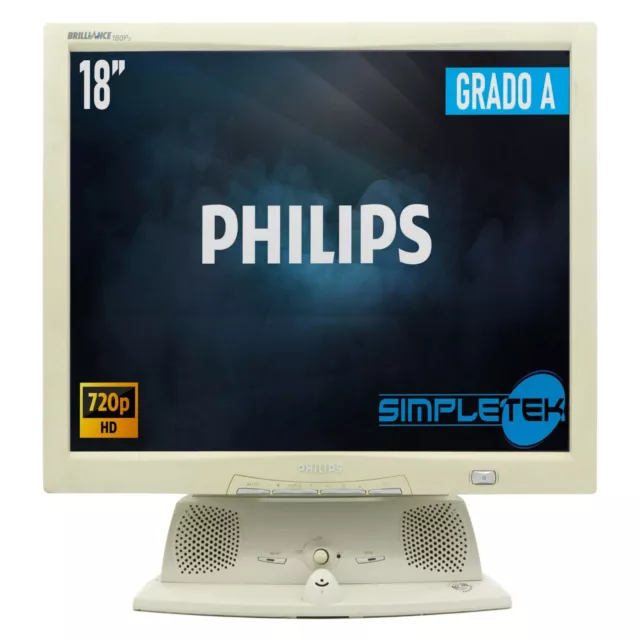 Philips 180P2 Moniteur Écran Affichage LCD 18 " 5:4 PC VGA DVI Multimédia Casse