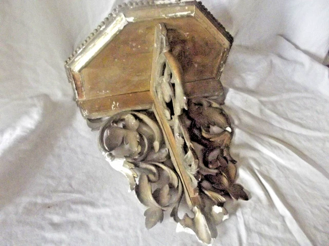 Antique Gilded Wood Rococo Style Wall Bracket / Shelf For Restoration