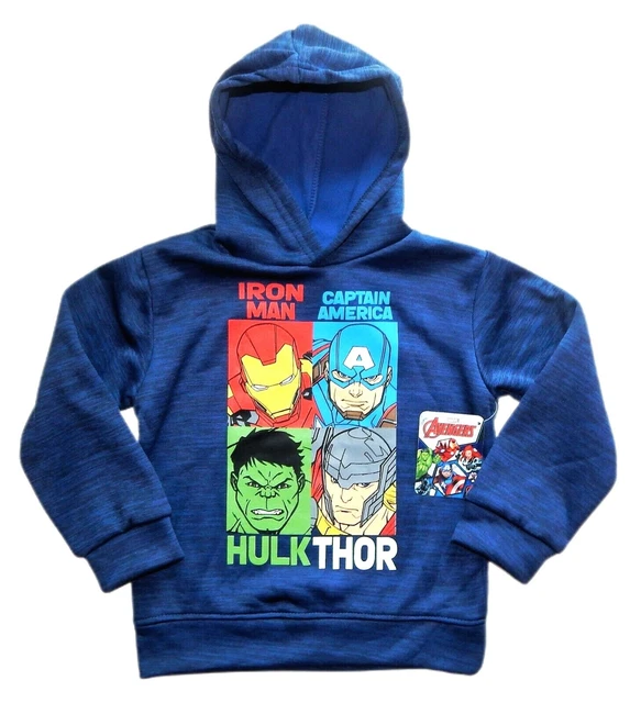 AVENGERS HULK IRON MAN THOR Pull-Over Sweatshirt Hoodie Boys Size 4 5 6 or 7 $25