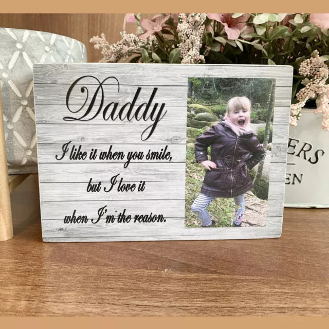 Personalised Photo Block Wooden 6x4" 7x5" Picture Frame Gift Love Auntie Uncle