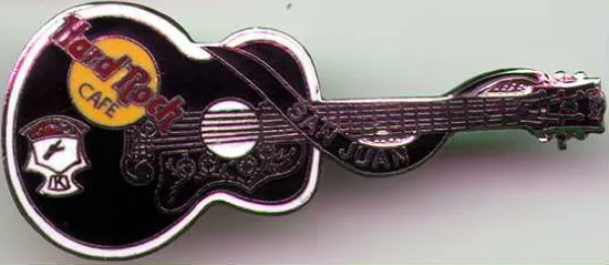 Hard Rock Cafe San Juan Pr 1996 Elvis Presley Noir Guitare Broche Dead #8509