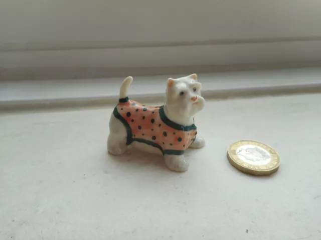 West Highland White Terrier - Beautiful Miniature Pottery Westie In Pink Coat