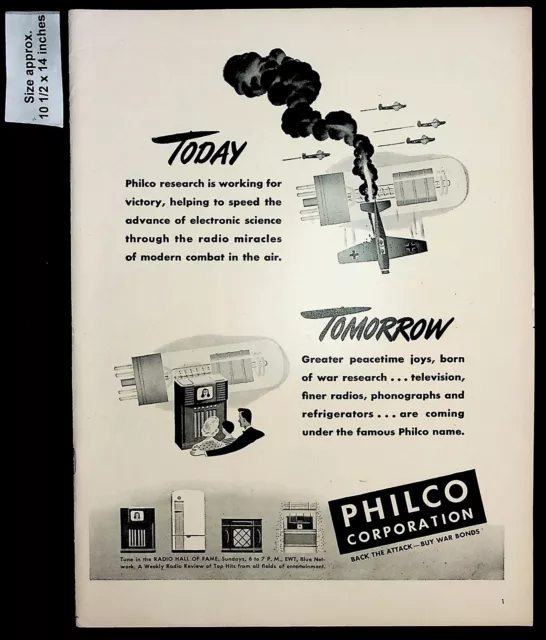 1944 Philco Corp War Research Victory Radios Phonographs Vintage Print Ad 38969