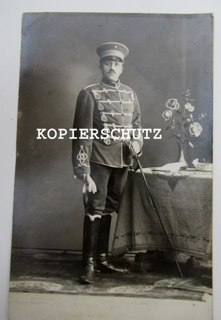 Altes Portrait Foto Husar / Husaren Regiment mit Säbel