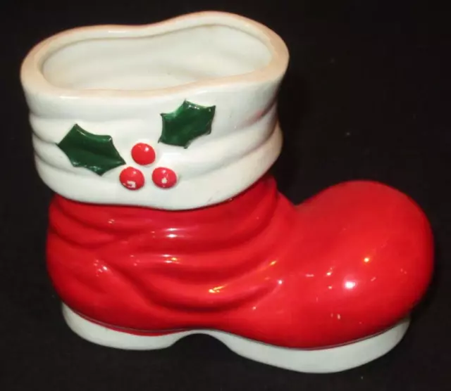 VINTAGE CHRISTMAS SANTA Claus Boot Ceramic Figurine Planter Large (B280 ...