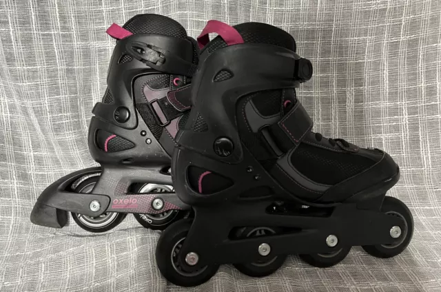 Adult Black/Pink Oxelo Rollerblades Inline Skates Size UK 5