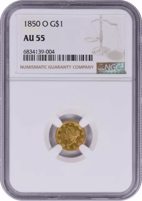 1850-O $1 Gold Type 1 AU55 NGC