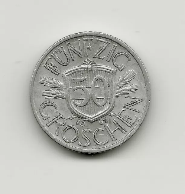 World Coins - Austria 50 Groschen 1947 Coin KM# 2870 ; Lot-A2